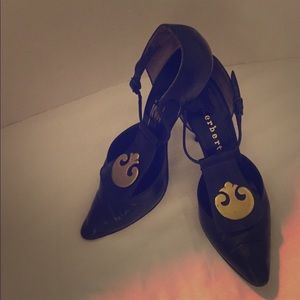 Black leather Herbert Levine heel